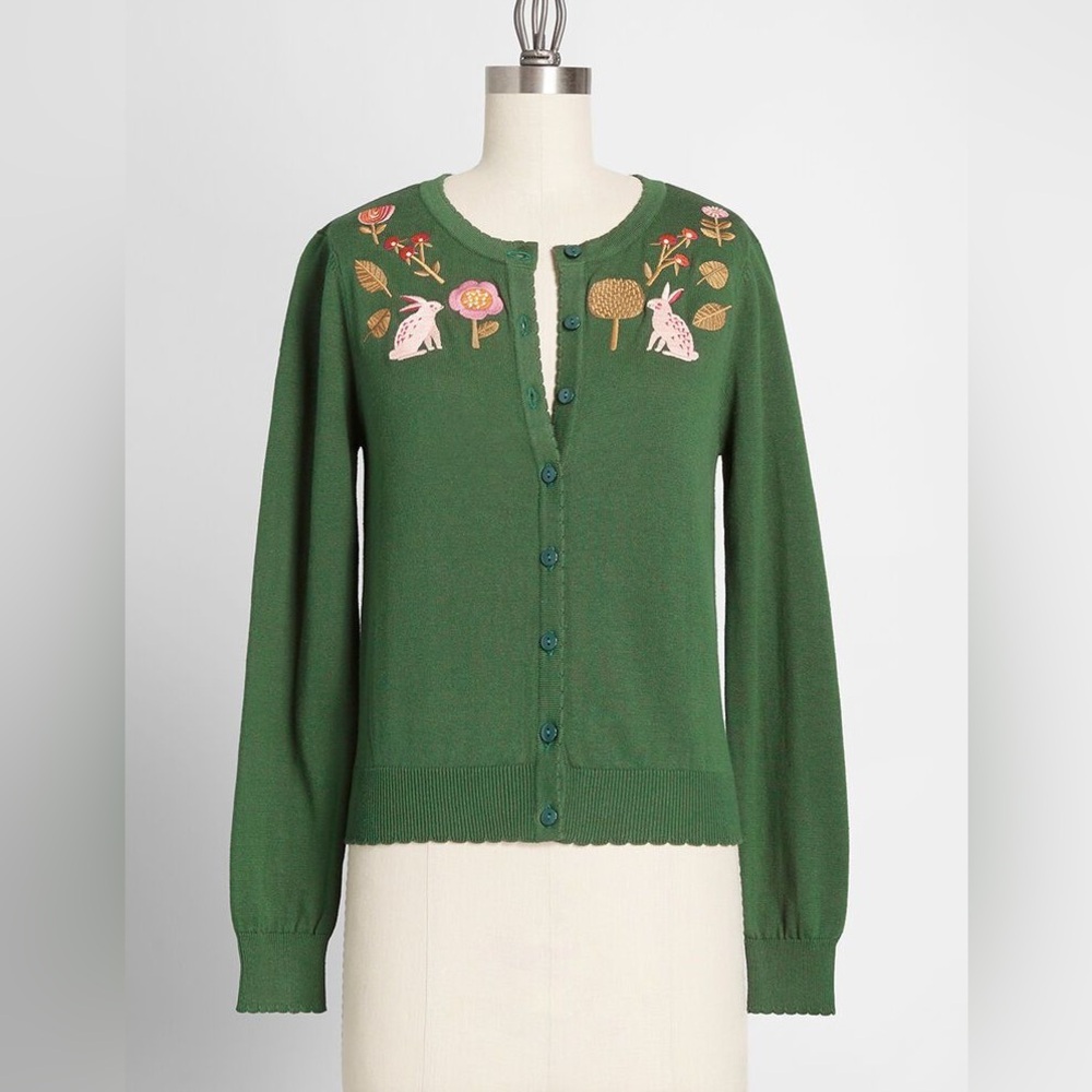 ModCloth x princess highway Embroidered Bunny Cardigan
